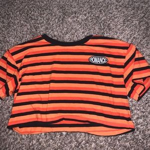 Orange Striped Crop T